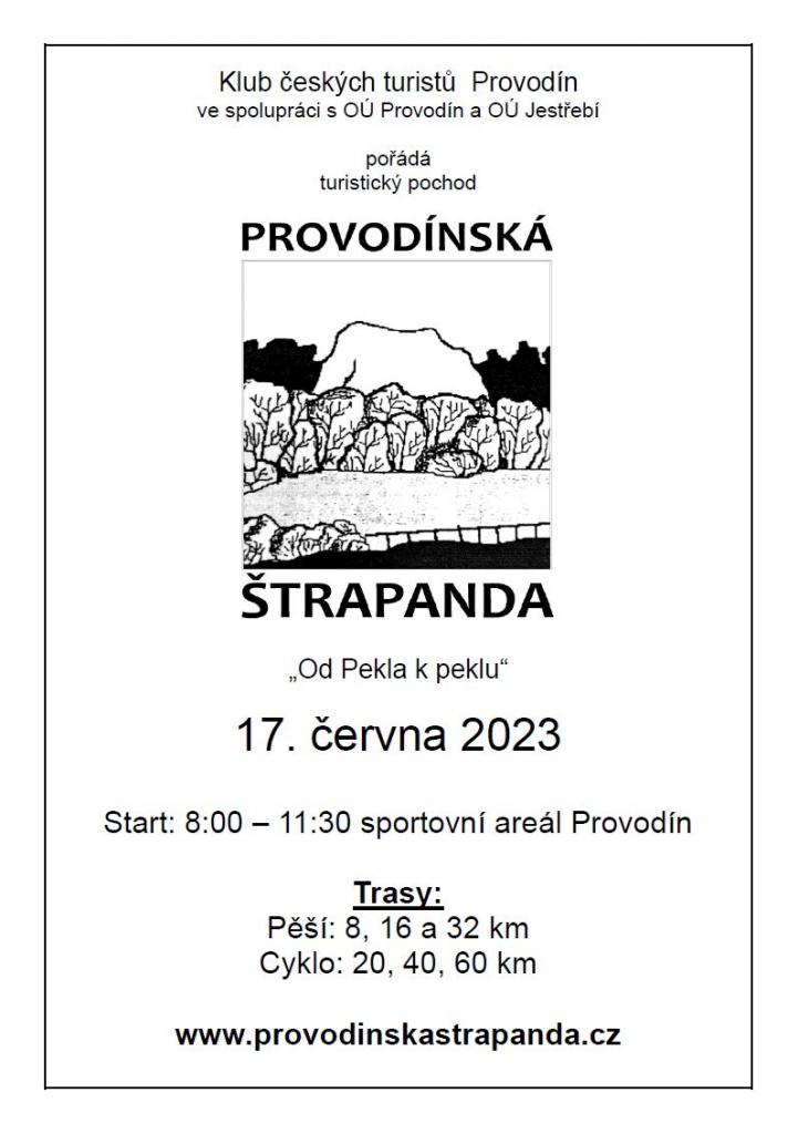 Plakát PROVODÍNSKÁ ŠTRAPANDA - 17.6.2023, start v 8 - 11.30 hod.