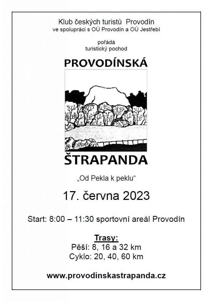 Plakát PROVODÍNSKÁ ŠTRAPANDA - 17.6.2023, start v 8 - 11.30 hod.